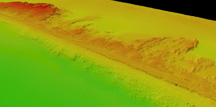 A green, orange and yellow map