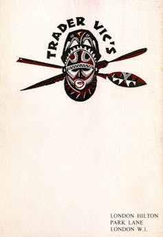 A menu cover featuring a mask.