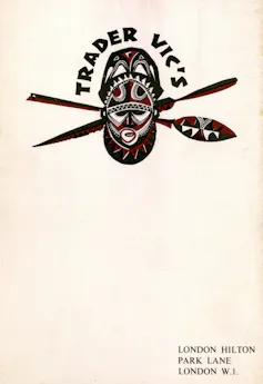 A menu cover featuring a mask.