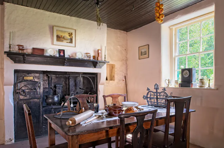 An 18th century kitchen in Robert Burns' farmhouse, now preserved as a museum.