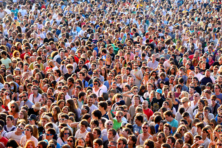 Vue d'une foule compacte