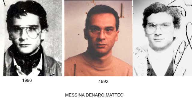 Three photos of Matteo Messina Denaro. 