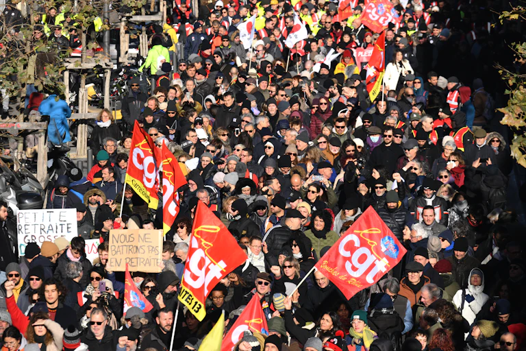 Protesters against the French pension reform in Marseille