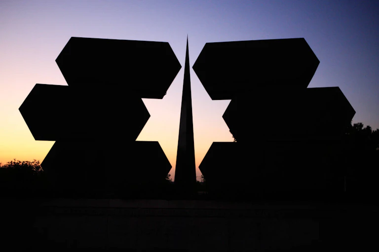 A stone sculpture of the star of David at Yad Vashem in Jerusalem.