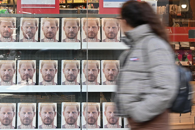 Prince Harry's autobiography on sale in Turin