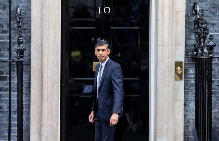 UK prime minister Rishi Sunak outside 10 Downing Street, London.