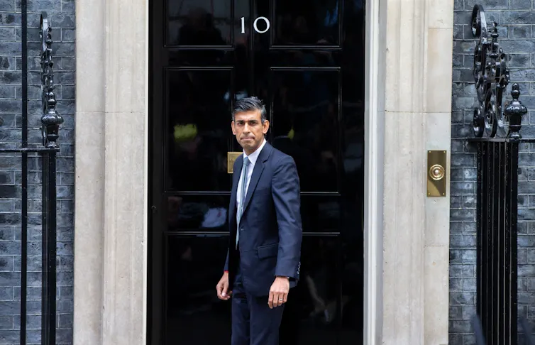 UK prime minister Rishi Sunak outside 10 Downing Street, London.