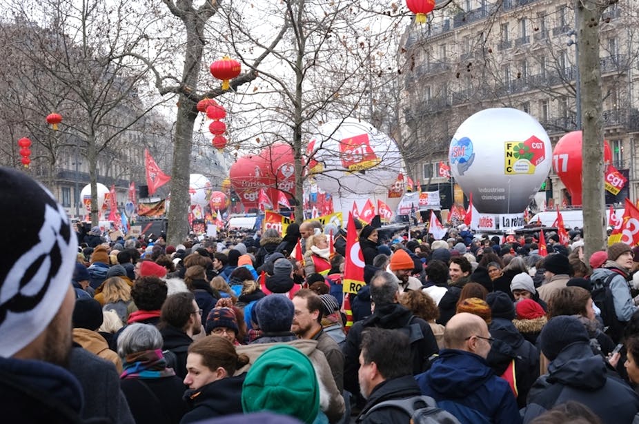 Manifestation contre la réforme des retraites, le 19 janvier à Paris.
