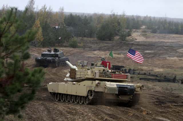 US and British tanks take part in exercises in Latvia.