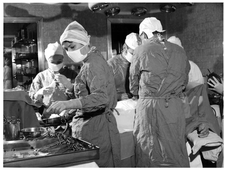 Vintage photo: nurses in an operating theatre