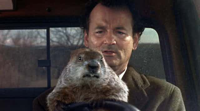 Bill Murray and a groundhog