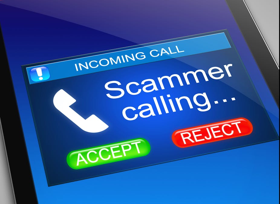 Illustration depicting a phone with a scam call concept.