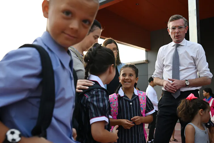 NSW NSW Premier Dominic Perrottet visits a school in the lead up to the NSW election