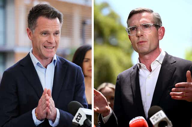 A diptych created on Thursday, January 26, 2023 of *** NSW Labor Leader Chris Minns and NSW Liberal leader Dominic Perrottet