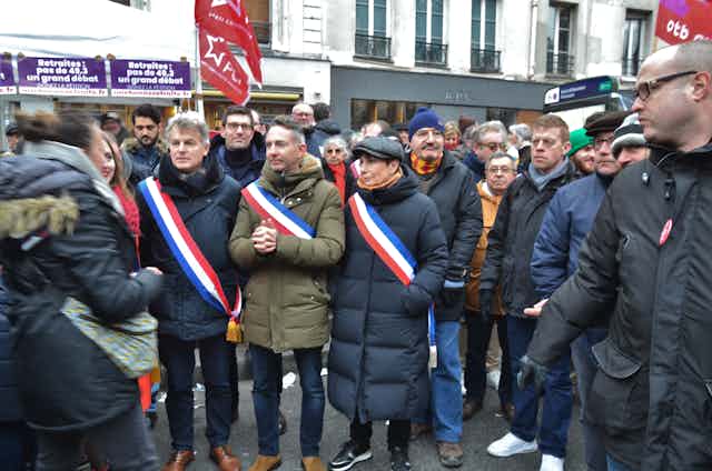 Des dirigeants du parti communiste dans le manifestation parisienne contre la réforme des retraites le 19 janvier.