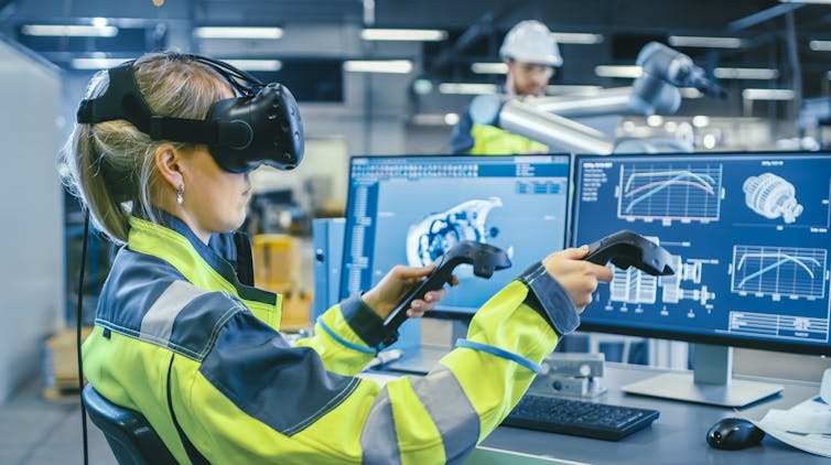 Industrial engineer using VR technology for industrial design