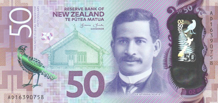 Apirana Ngata on New Zealand's $50 note.