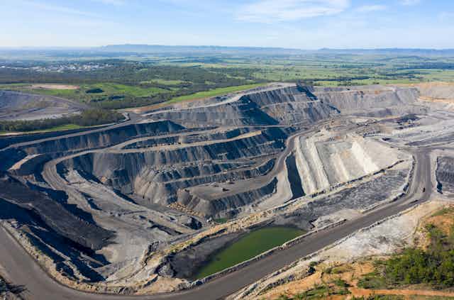 Aerial view of open-cut coal mine