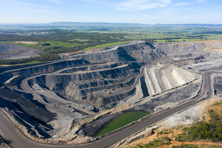 Aerial view of open-cut coal mine