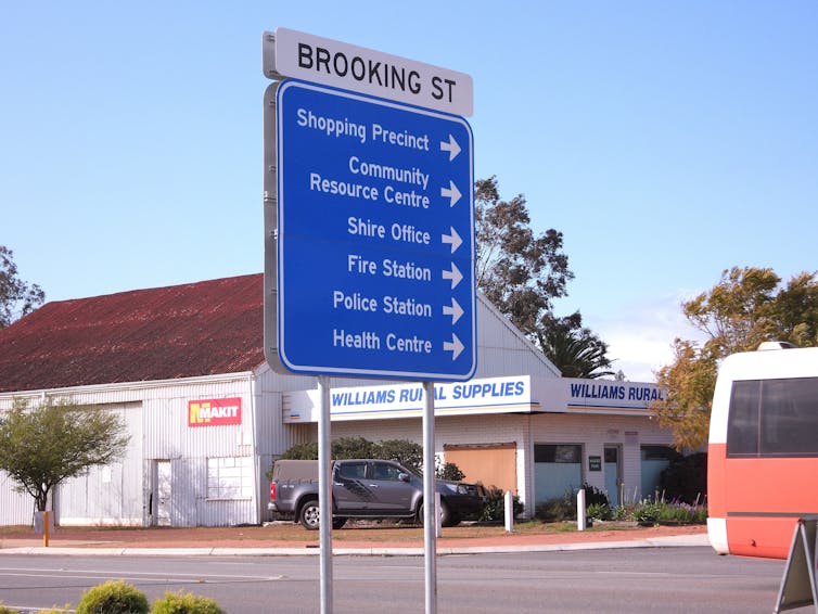 sign in rural location to local amenities including health centre