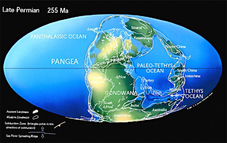 Les continents il y a 255 millions d’années