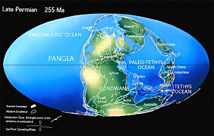 Les continents il y a 255 millions d’années