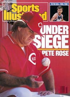 Magazine cover featuring baseball coach in red uniform looking dejected.
