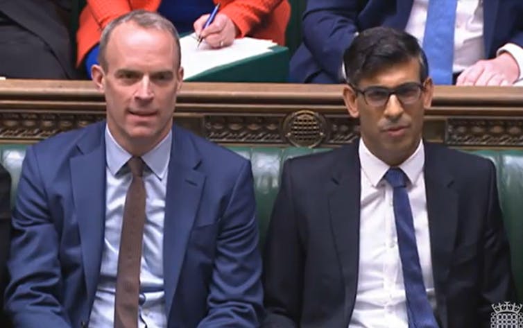 Dominic Raab and Rishi Sunak in parliament.