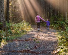 Mother and child walk