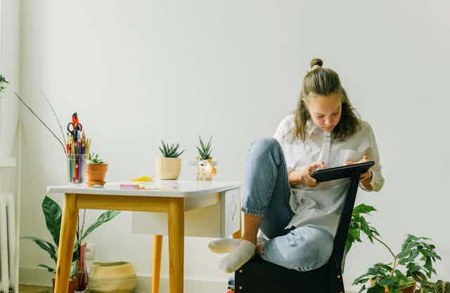 Girl using a tablet