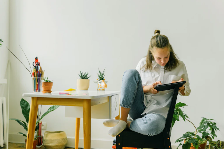 Girl using a tablet