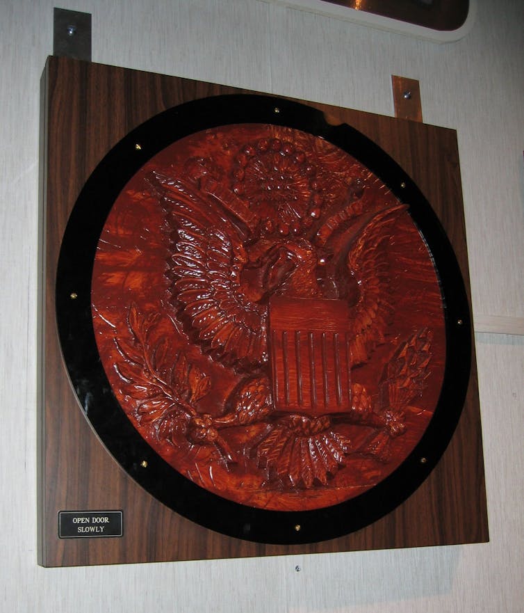 Replica of the seal which contained a Soviet surveillance device on display at the NSA’s National Cryptologic Museum.
