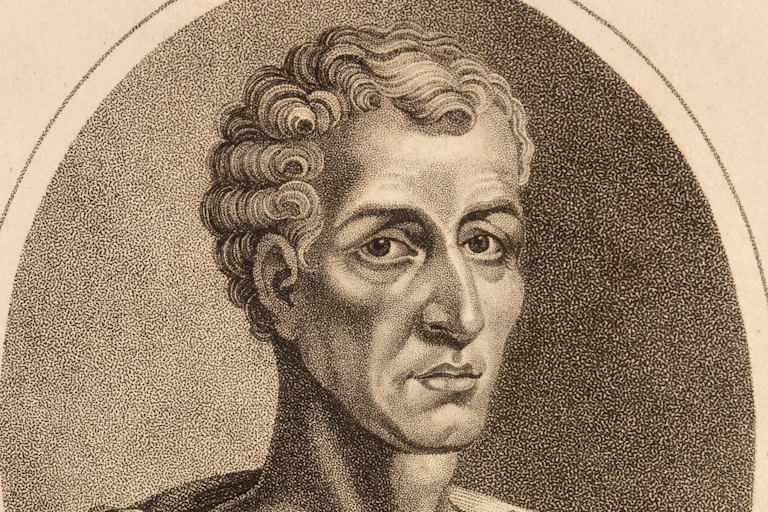 A grainy black and white drawing showing the face of a young man with curly hair.