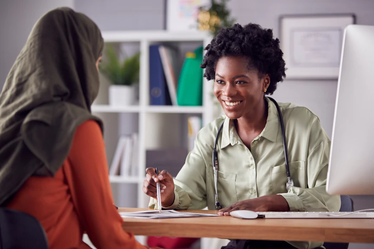 Female patient consulting female GP