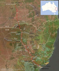 map showing proposed pipeline route