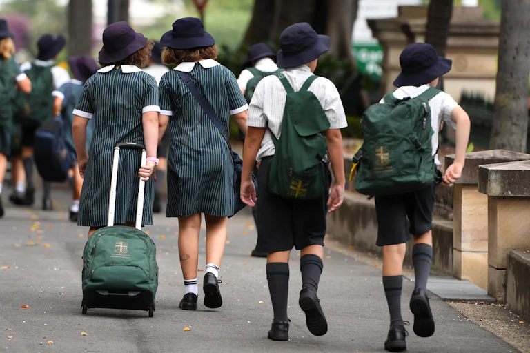 Students walking to school.