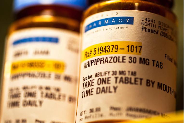 Bottles of antipsychotic pills