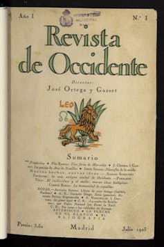 Portada del primer número de Revista de Occidente.