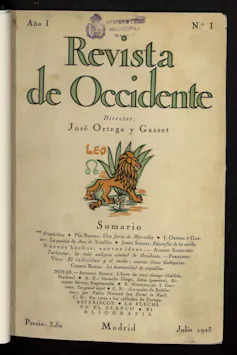 Portada del primer número de Revista de Occidente.
