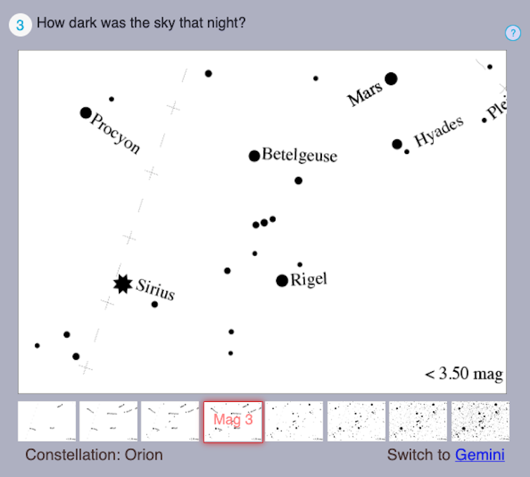 Varios paneles que muestran diferentes números de estrellas.