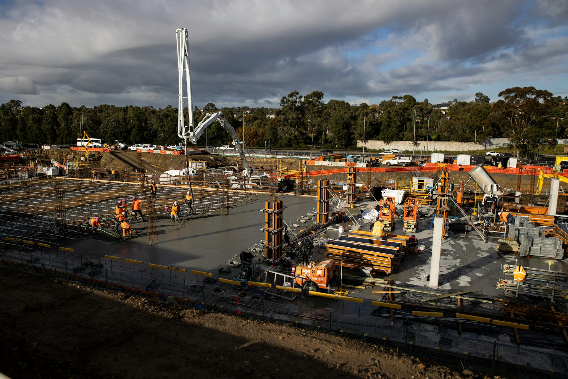 Construction site of North East Link freeway project