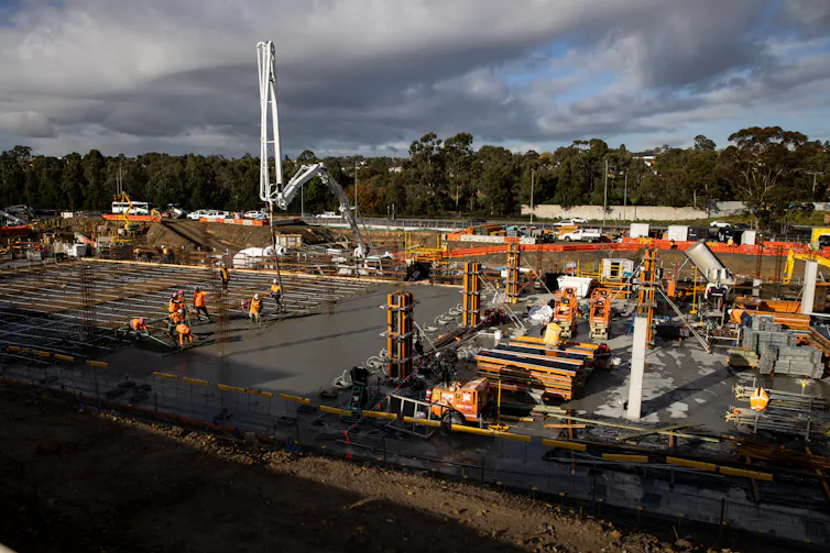 Construction site of North East Link freeway project