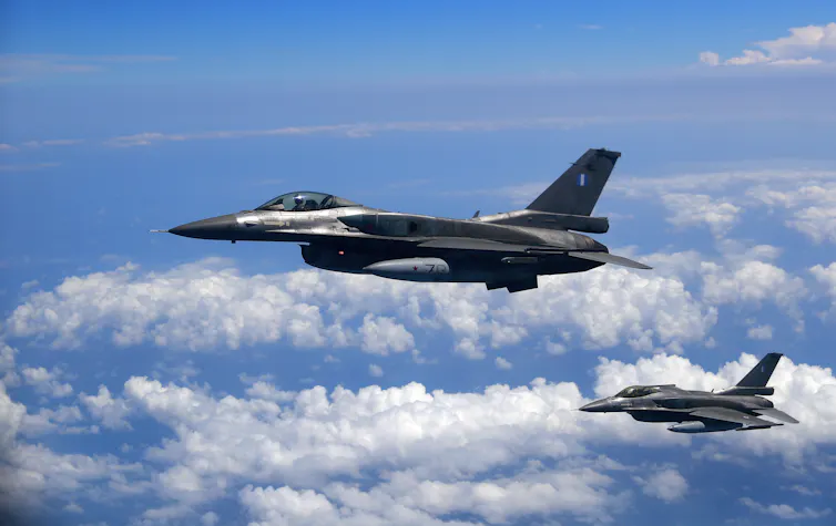 F16 'Fighting Falcons' on Black Sea patrol in 2021.