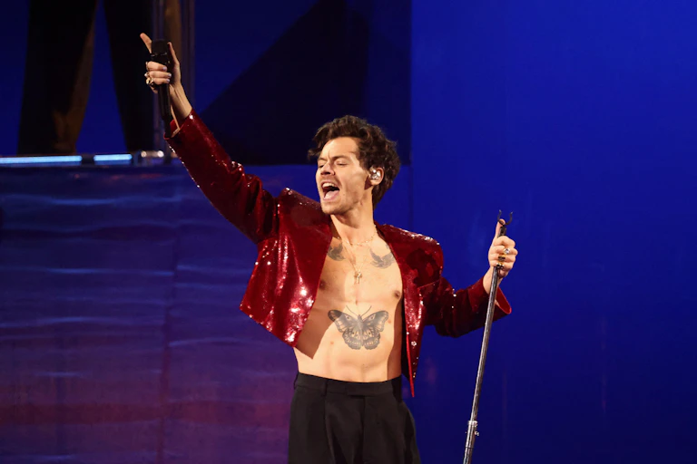 Harry Styles performing.