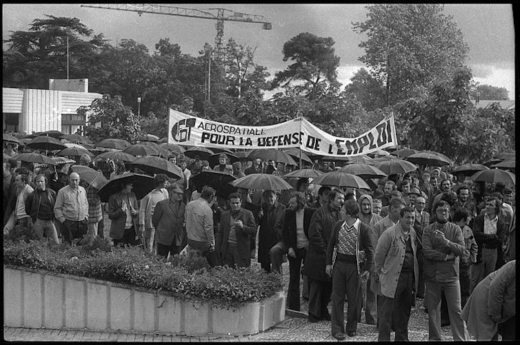 Demonstração de trabalhadores do SNIAS (aeroespacial) (1974)