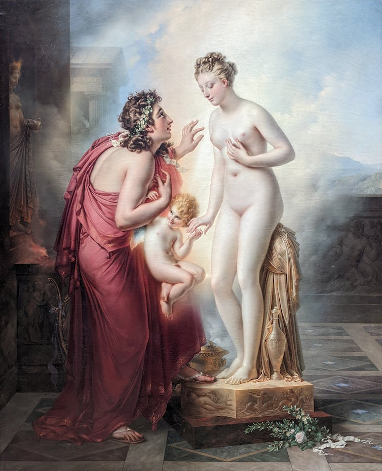 Peinture de Pygmalion et Galate, au Musée du Louvre. Anne-Louis Girodet