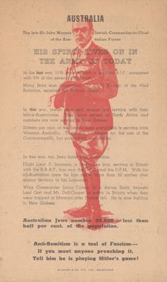 The Jewish Council produced leaflets calling on Australians to oppose fascism.