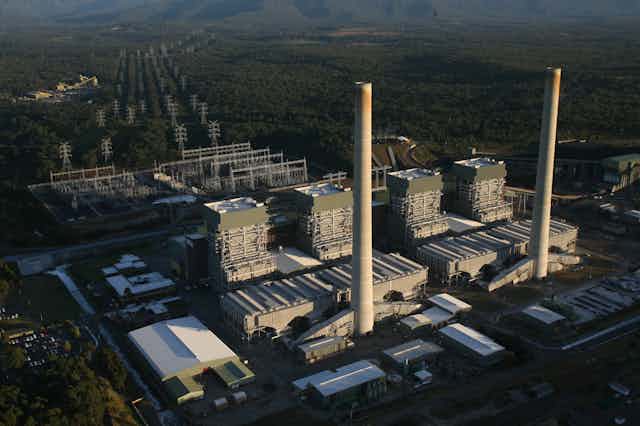 Aerial view of coal power station