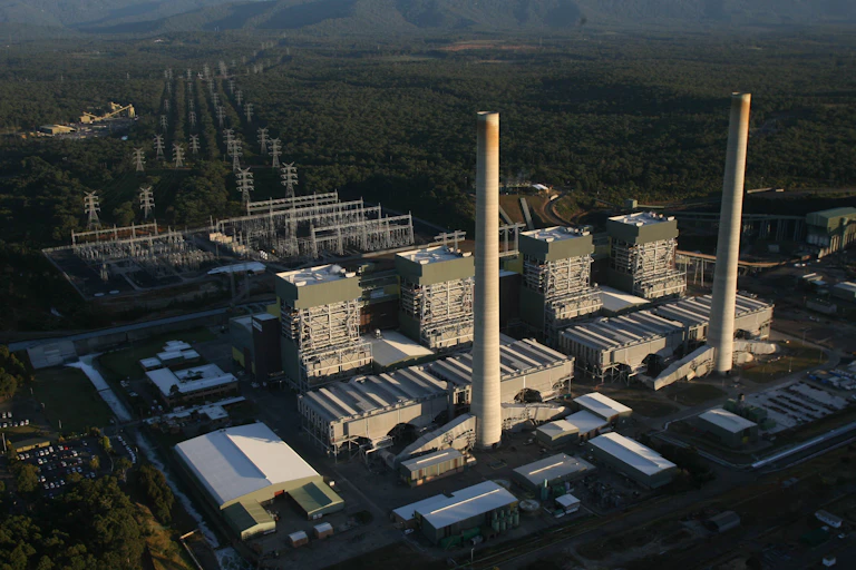 Aerial view of coal power station