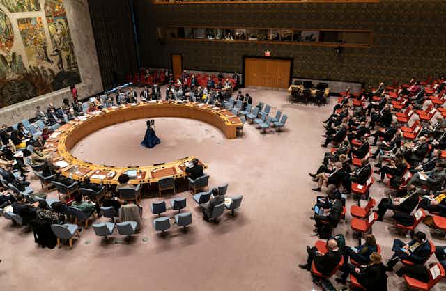 Sala del Consejo de Seguridad de la ONU durante una reunión